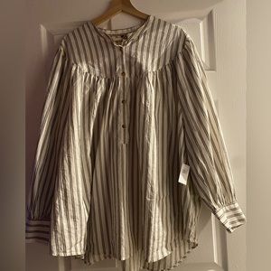 Striped button-up blouse